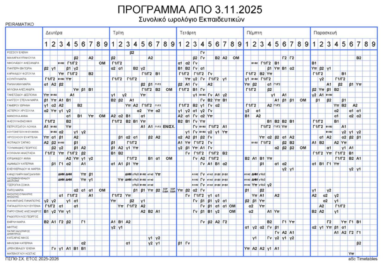 Ώρες συνεργασίας με γονείς